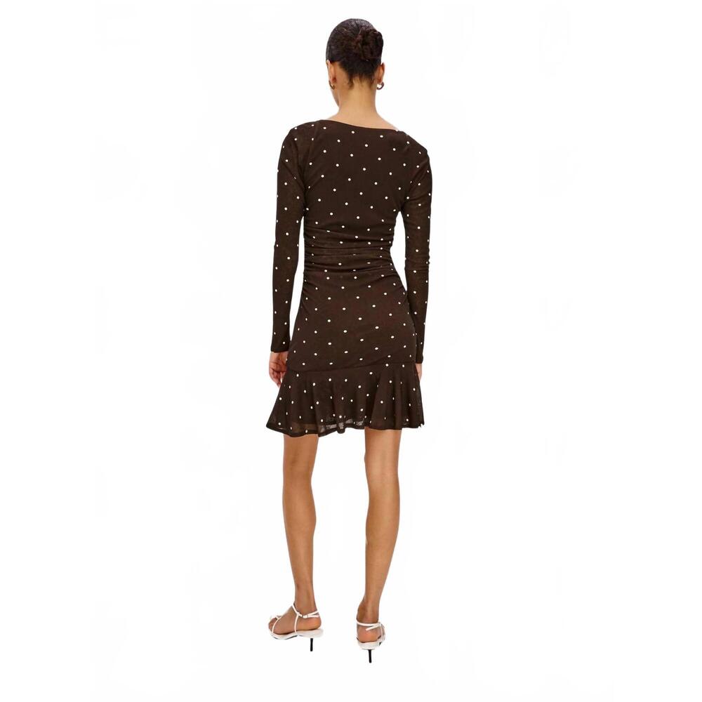 NEW RAILS celano mini dress in cocoa polka dots - Picture 3 of 5